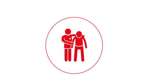 Icon zur Hausnotruf Hilfe, da eine Person einer anderen hilft. 