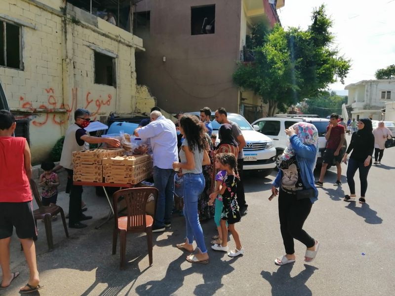 Ausgabe von Lebensmitteln in Beirut