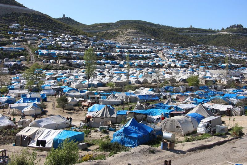 Notunterkünfte in einem Flüchtlingslager 